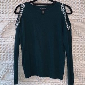 INC Long Sleeve Cold Shoulder Top